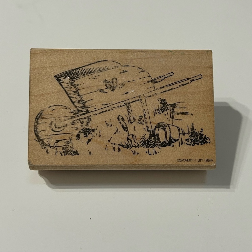 Stampin’ Up! 1994 Wheelbarrow With Heart Rubber Stamp